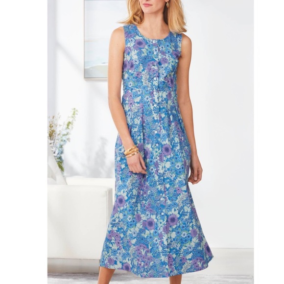 Chadwicks floral dress Womens size 16 blue Maxi Cottagecore Vtg sleeveless - Picture 8 of 16